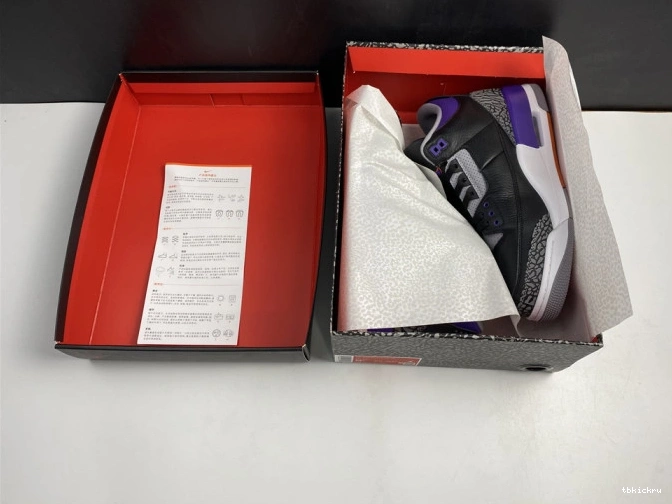 Rep TBK Black Court Air 050 Jordan Purple 3 CT8532 Retro 0709